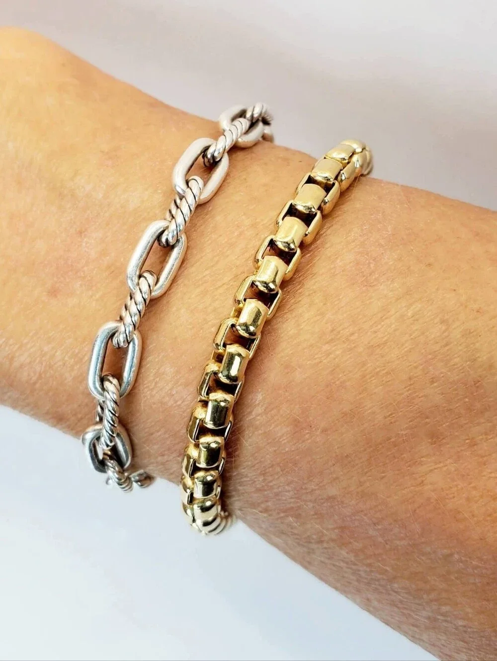 David Yurman 5mm 18k Gold Box Chain Bracelet